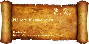 Mincz Klemencia névjegykártya